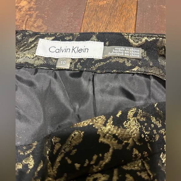 Calvin Klein gold floral embossed pencil skirt size 10 - Picture 2 of 6
